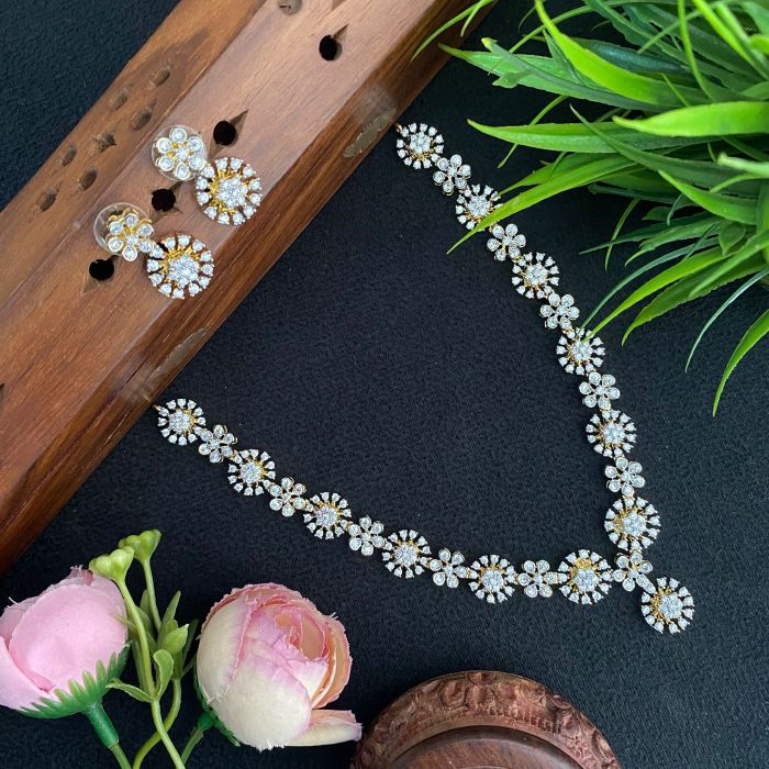 DIAMOND REPLICA FLORAL NECKLACE