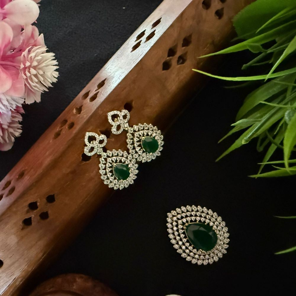DIMOND REPLICA  PENDANT WITH EARRINGS